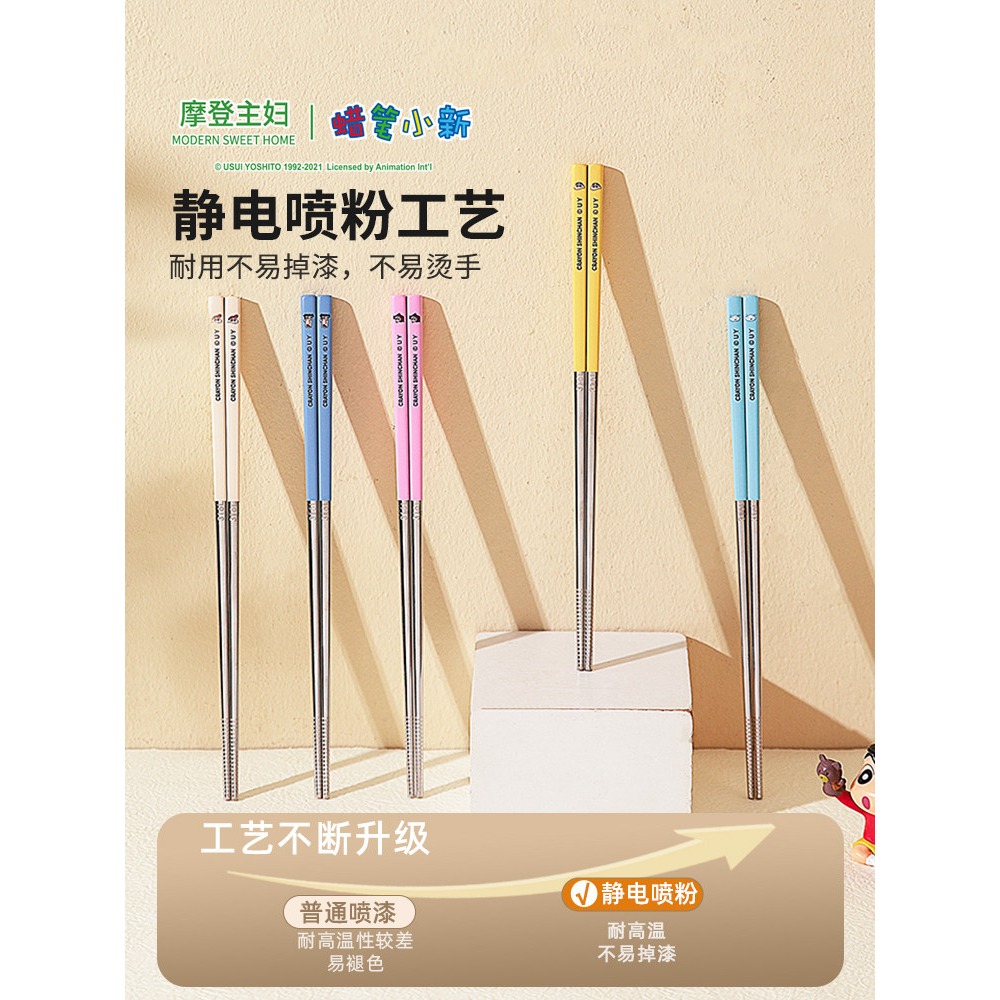 【限時購】正版 蠟筆小新 筷子 不鏽鋼筷子 全家福系列 餐具 防滑 耐摔316高級不鏽鋼 高顏值 【摩登主婦】-細節圖5