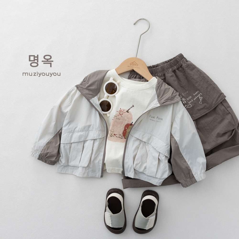 【SweetBaby】預購｜2色~簡約拼接撞色连帽防曬服2026-細節圖6