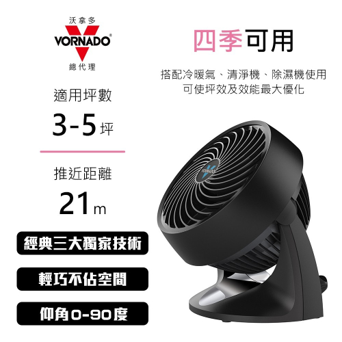 【美國 VORNADO 沃拿多】3-5坪用 渦流空氣循環扇 533B-TW