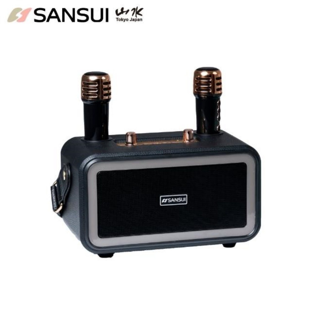 【SANSUI 山水】百變小歌姬 無線行動KTV/K歌神器/卡拉OK (SKTV-K33) 質感黑/蒂芬妮綠-質感黑