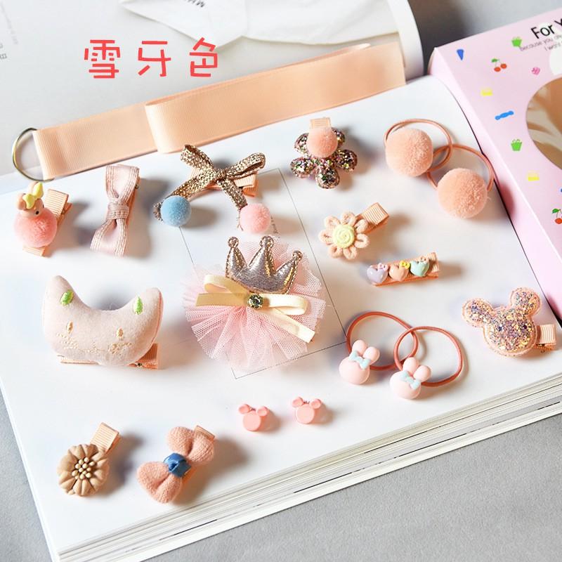 ✨SuSu✨快速出貨-兒童髮飾18件組禮盒 幼兒 綁髮器 飾品 髮夾 髮圈 女童配件 頭飾-細節圖8