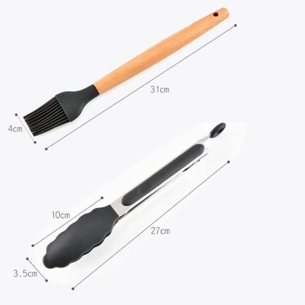 ✨SuSu✨快速出貨 11件組不沾鍋廚房用具 不沾鍋專用 炒菜鏟 廚房湯勺 矽膠鍋鏟 耐高溫 海洋綠餐具組-細節圖4