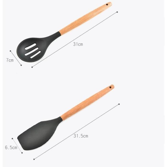 ✨SuSu✨快速出貨 11件組不沾鍋廚房用具 不沾鍋專用 炒菜鏟 廚房湯勺 矽膠鍋鏟 耐高溫 海洋綠餐具組-細節圖5