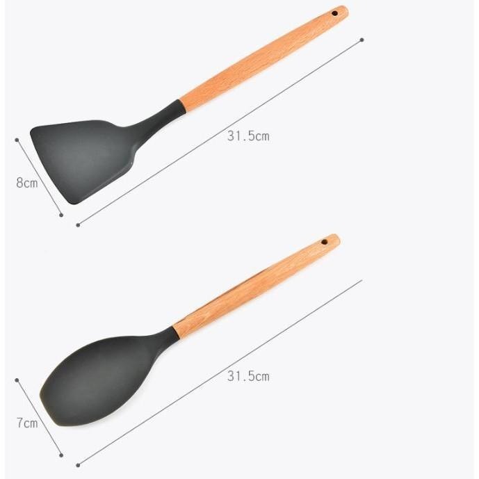 ✨SuSu✨快速出貨 11件組不沾鍋廚房用具 不沾鍋專用 炒菜鏟 廚房湯勺 矽膠鍋鏟 耐高溫 海洋綠餐具組-細節圖7