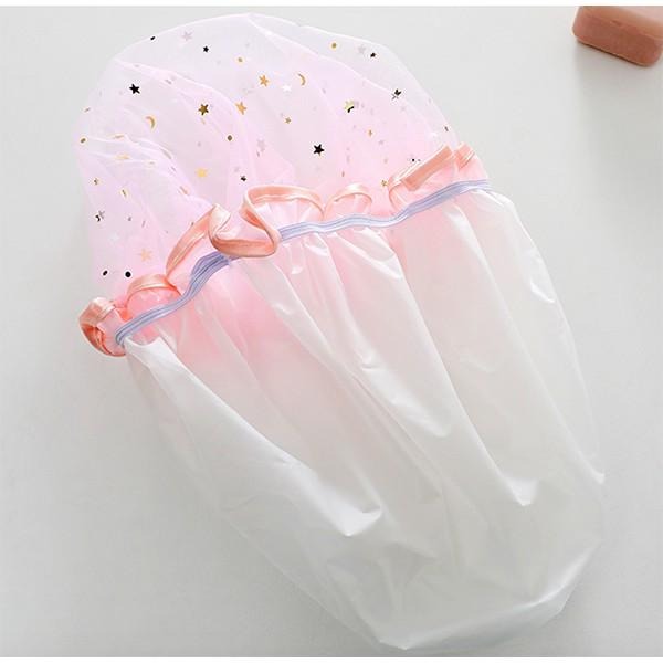 ✨SuSu✨單/雙層防水浴帽 台灣現貨 洗頭帽 頭髮帽 小雛菊 動物圖案 海底生物 夢幻星星 買五送OHNI洗沐旅行包-細節圖3