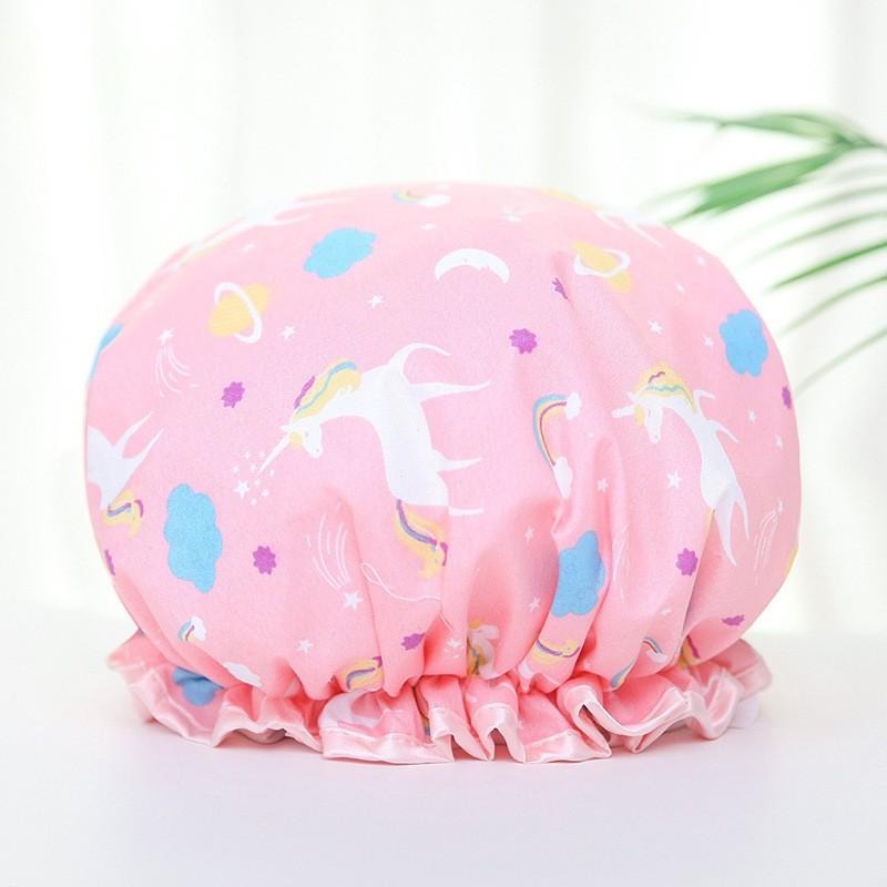 ✨SuSu✨單/雙層防水浴帽 台灣現貨 洗頭帽 頭髮帽 小雛菊 動物圖案 海底生物 夢幻星星 買五送OHNI洗沐旅行包-細節圖8