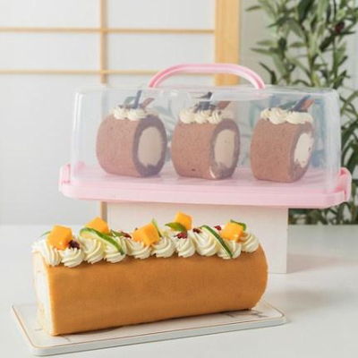 巧緻烘焙網 長方形蛋糕盒 塑膠蛋糕盒 塑膠手提蛋糕盒 長條蛋糕盒 PP蛋糕盒 手提蛋糕捲盒 手提吐司盒，長型蛋糕盒