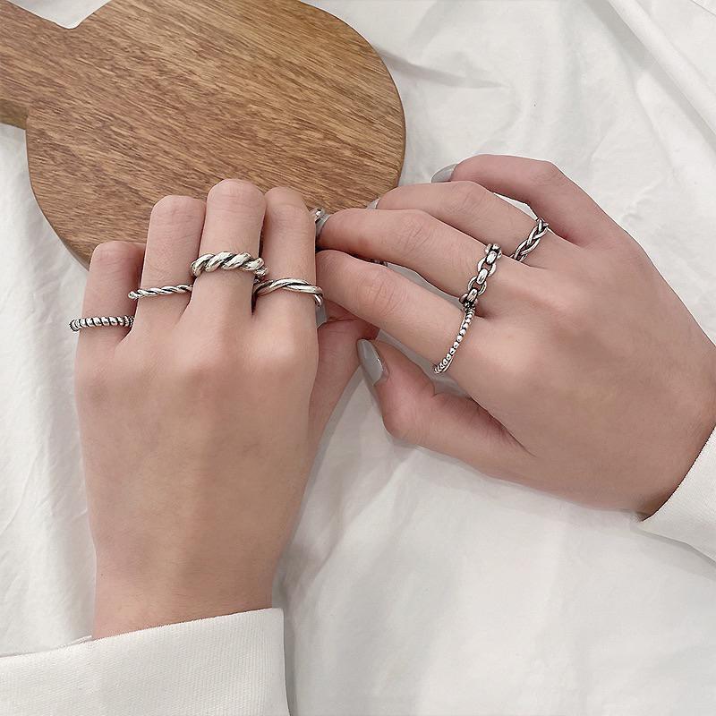 【台灣現貨】韓風氣質戒指 純銀戒指 不掉色戒指 男女通用戒指 可調節戒指 國際7號尺寸-細節圖2