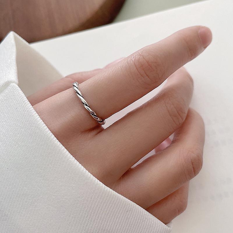 【台灣現貨】韓風氣質戒指 純銀戒指 不掉色戒指 男女通用戒指 可調節戒指 國際7號尺寸-細節圖8