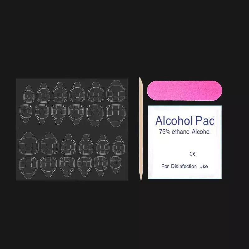 【台灣現貨】美甲果凍膠 穿戴甲果凍膠 穿戴美甲工具包 果凍貼 果凍黃膠 酒精棉 美甲清潔棉 24貼果凍膠 指甲銼-細節圖2