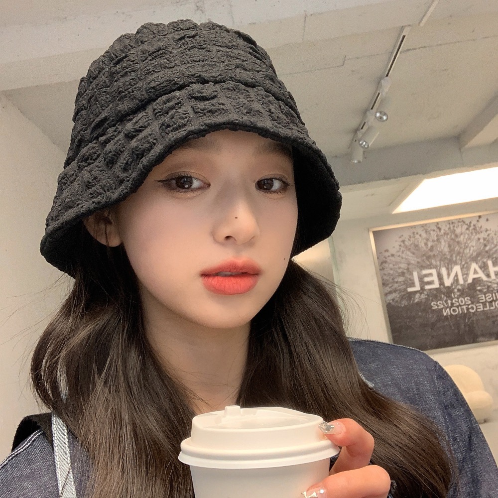 【台灣出貨】泡泡紗褶皺漁夫帽 泡泡漁夫帽 泡泡帽 雲朵漁夫帽 爆米花帽 薄款漁夫帽 帽子 女生帽子 防曬帽 水桶帽-細節圖2