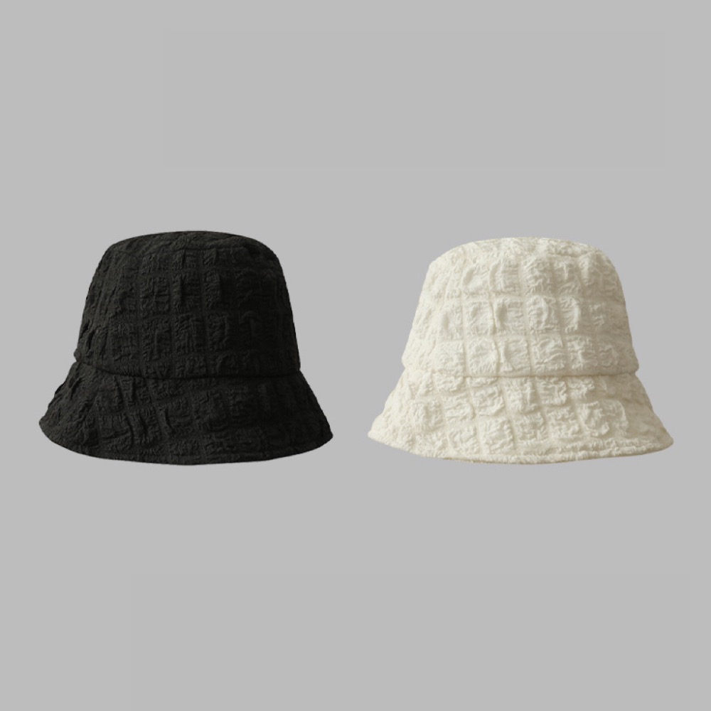 【台灣出貨】泡泡紗褶皺漁夫帽 泡泡漁夫帽 泡泡帽 雲朵漁夫帽 爆米花帽 薄款漁夫帽 帽子 女生帽子 防曬帽 水桶帽-細節圖6