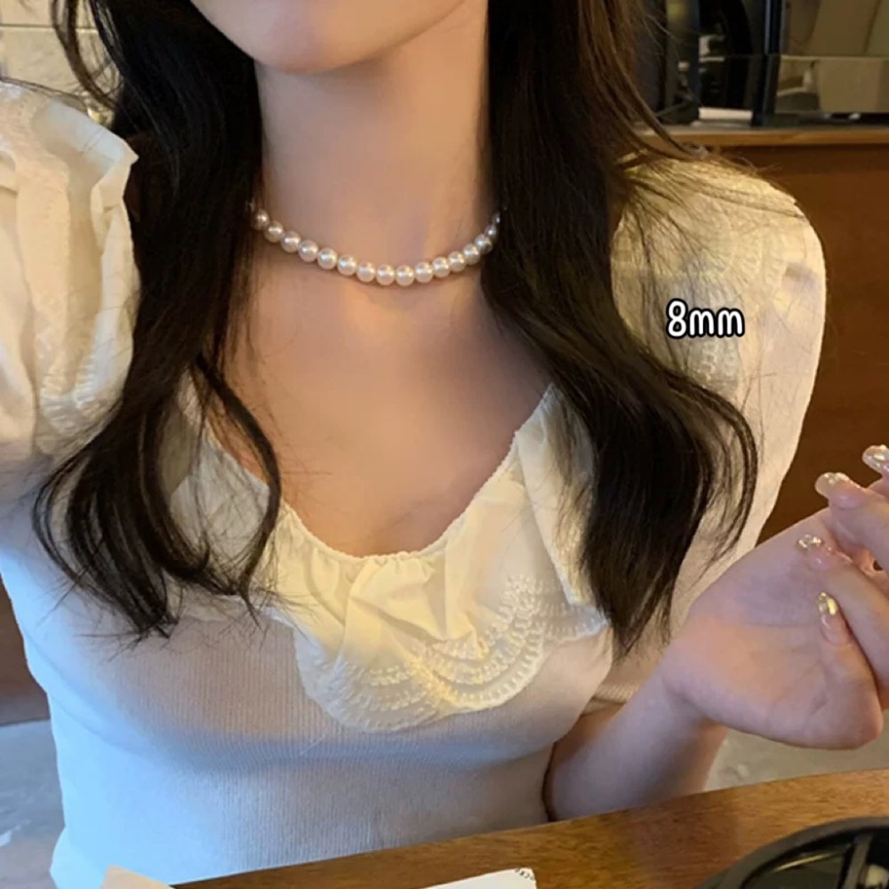 【台灣現貨】ins風氣質珍珠項鍊 珍珠鎖骨鏈 珍珠鏈 女生項鍊 網紅項鍊 小紅書爆款項鍊 多巴胺穿搭 鎖骨鏈-細節圖6