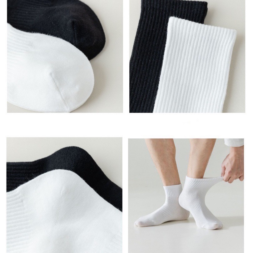 【台灣現貨】男女通用黑白中筒襪 白色長襪 黑色長襪 棉襪 女生白襪 男生白襪 女生長襪 男生長襪 襪子 黑白中筒襪-細節圖2