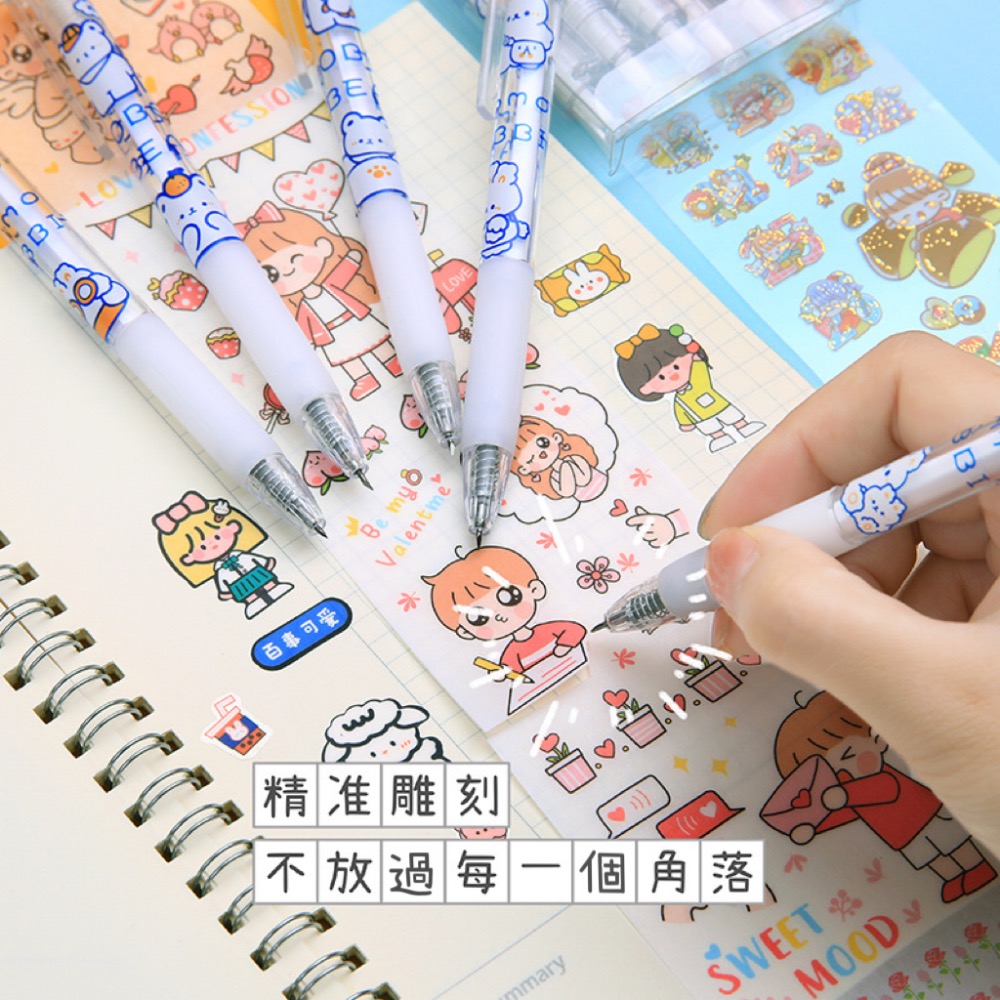 【台灣現貨】可愛筆形美工刀 ins風按壓式筆刀 按壓美工刀 手帳美工刀 刻刀 迷你美工刀 美術刀 開箱刀 便攜式美工刀-細節圖4