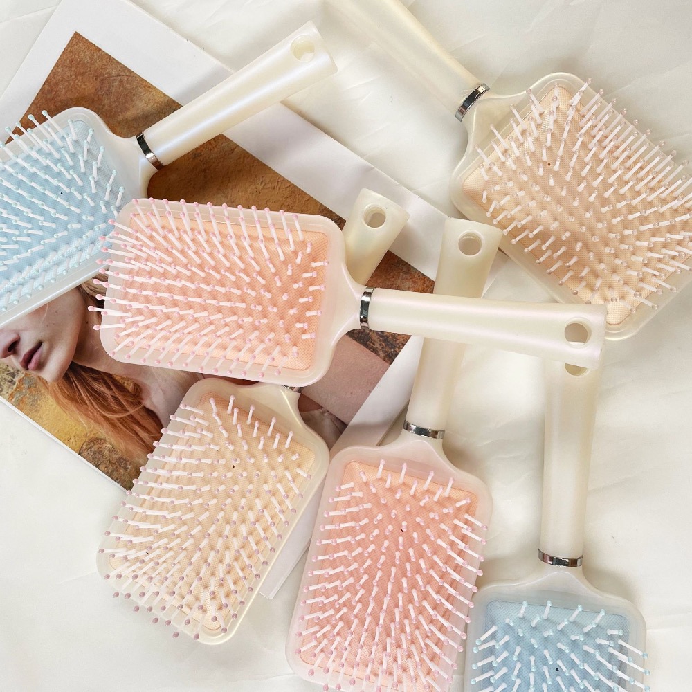 【台灣現貨】人魚姬氣墊梳 按摩氣墊梳 奶油色氣墊梳 少女心氣墊梳 梳子 珠光氣墊梳 珠光梳子 氣囊按摩梳子 方形氣囊梳-細節圖7