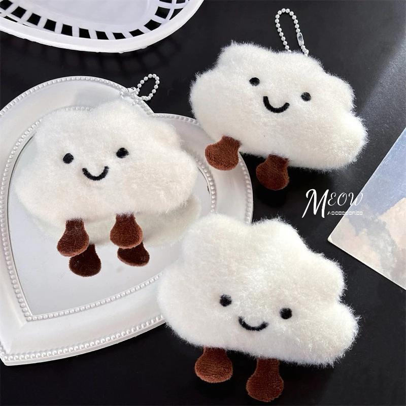 Meow acc【台灣現貨】毛絨雲朵吊飾 雲朵娃娃吊飾 毛絨雲朵掛飾 背包吊飾 包包掛件 微笑雲朵吊飾 可愛雲朵吊飾-細節圖9