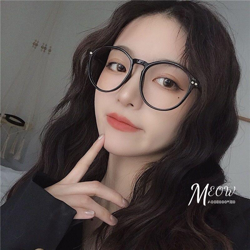 Meow acc【台灣現貨】微圓黑框眼鏡 小紅書同款 素顏神器 圓形眼鏡 無度數眼鏡 復古平光鏡 拍照眼鏡 百搭眼鏡-細節圖4