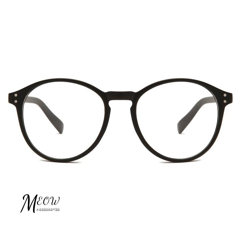 Meow acc【台灣現貨】微圓黑框眼鏡 小紅書同款 素顏神器 圓形眼鏡 無度數眼鏡 復古平光鏡 拍照眼鏡 百搭眼鏡-細節圖8