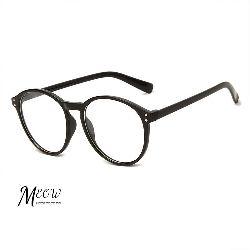 Meow acc【台灣現貨】微圓黑框眼鏡 小紅書同款 素顏神器 圓形眼鏡 無度數眼鏡 復古平光鏡 拍照眼鏡 百搭眼鏡-細節圖9