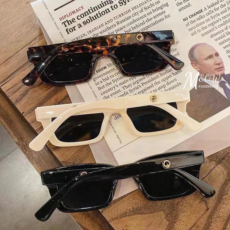 Meow acc【台灣現貨】歐美復古墨鏡 韓版長方墨鏡 太陽眼鏡 嘻哈個性墨鏡 造型眼鏡 網紅百搭墨鏡 復古墨鏡 Y2K-細節圖7