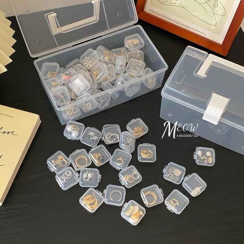 Meow acc【台灣現貨】迷你飾品收納盒 透明飾品盒 小收納盒 耳環收納 戒指收納 小藥盒 硬盒 項鏈收納 手鏈收納-細節圖2