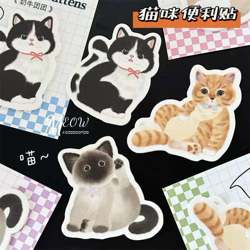 Meow acc【台灣現貨】貓咪造型便利貼 自帶黏性 貓型便簽 貓貓便條紙 貓咪便簽 貓咪備註條 貓留言貼 貓咪素材紙-細節圖3