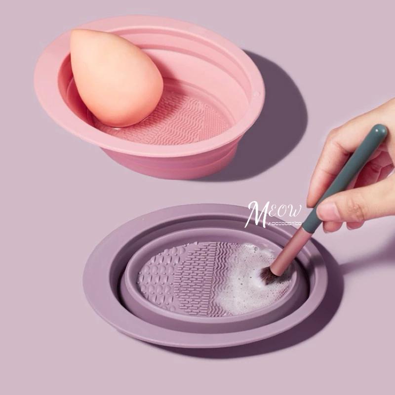 Meow acc【台灣現貨】刷具清潔碗 洗刷碗 化妝刷清潔碗 粉撲折疊清潔碗 矽膠洗刷碗 洗刷器 洗刷神器 美妝清洗盒-細節圖9