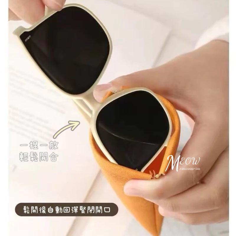 Meow acc【台灣現貨】彈片質感眼鏡袋 彈片夾眼鏡袋 皮革眼鏡袋 眼鏡收納袋 彈力眼鏡袋 防刮眼鏡袋 彈片收納袋-細節圖3