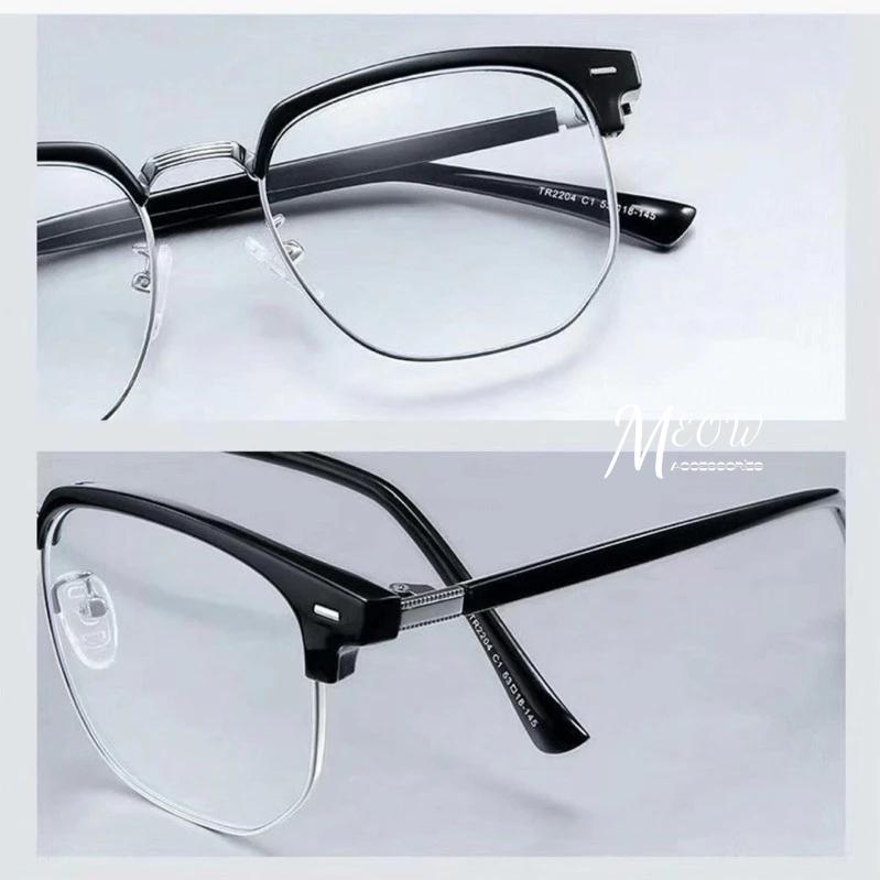 Meow acc【台灣現貨】小紅書同款半框眼鏡 無度數眼鏡 細框眼鏡 男生半框眼鏡 女生眼鏡 痞帥眼鏡-細節圖3