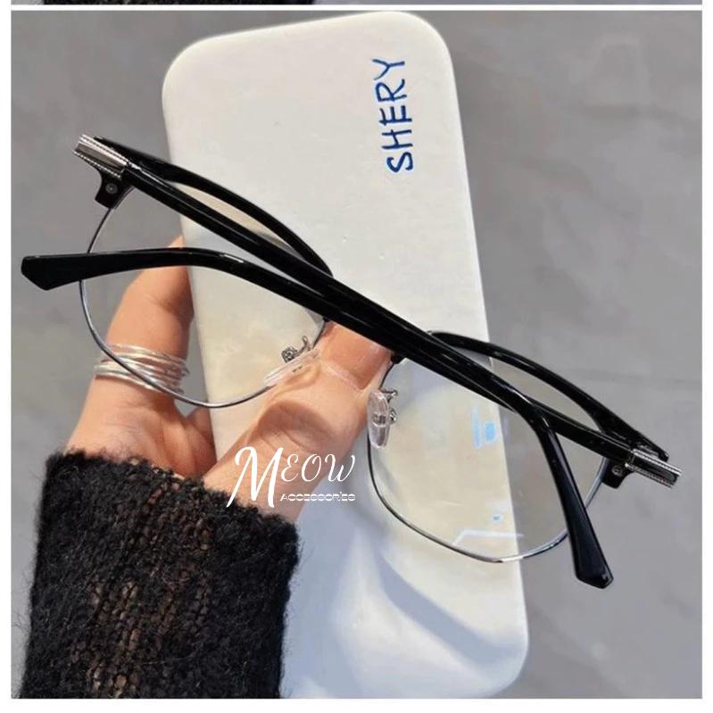 Meow acc【台灣現貨】小紅書同款半框眼鏡 無度數眼鏡 細框眼鏡 男生半框眼鏡 女生眼鏡 痞帥眼鏡-細節圖6