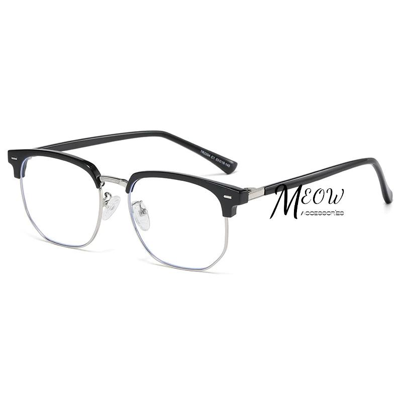 Meow acc【台灣現貨】小紅書同款半框眼鏡 無度數眼鏡 細框眼鏡 男生半框眼鏡 女生眼鏡 痞帥眼鏡-細節圖7
