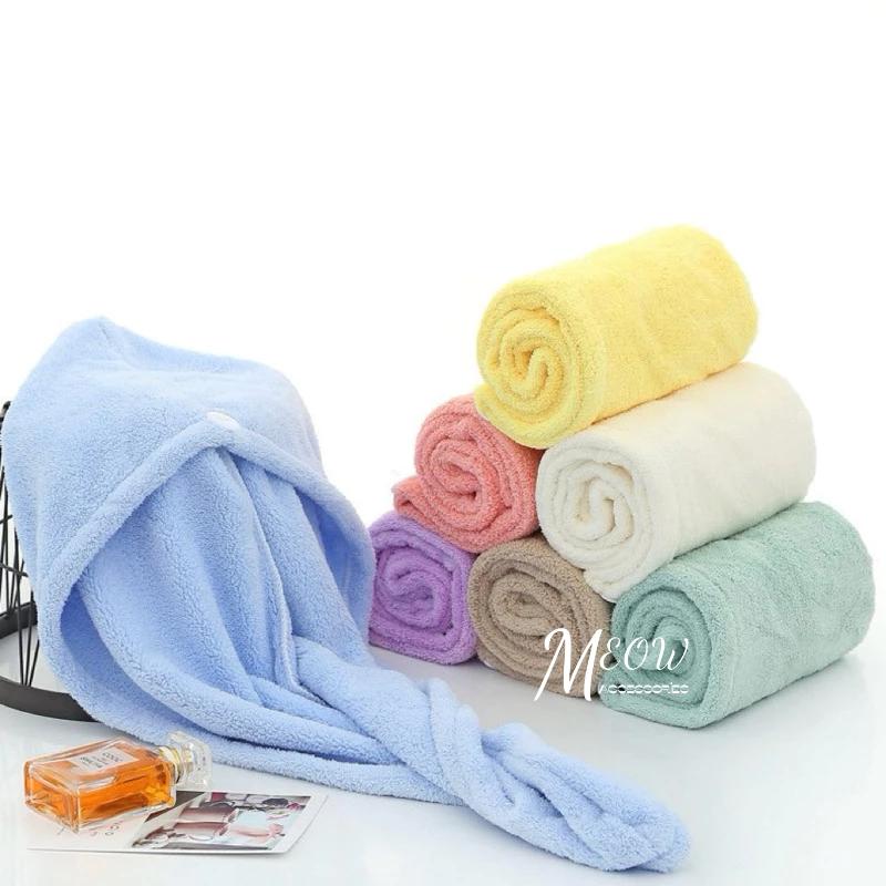 Meow acc【台灣現貨】珊瑚絨乾髮帽 包頭巾 速乾髮帽 浴帽 吸水帽 沐浴帽 髮帽 吸水髮帽 快乾乾髮帽 洗頭帽-細節圖2