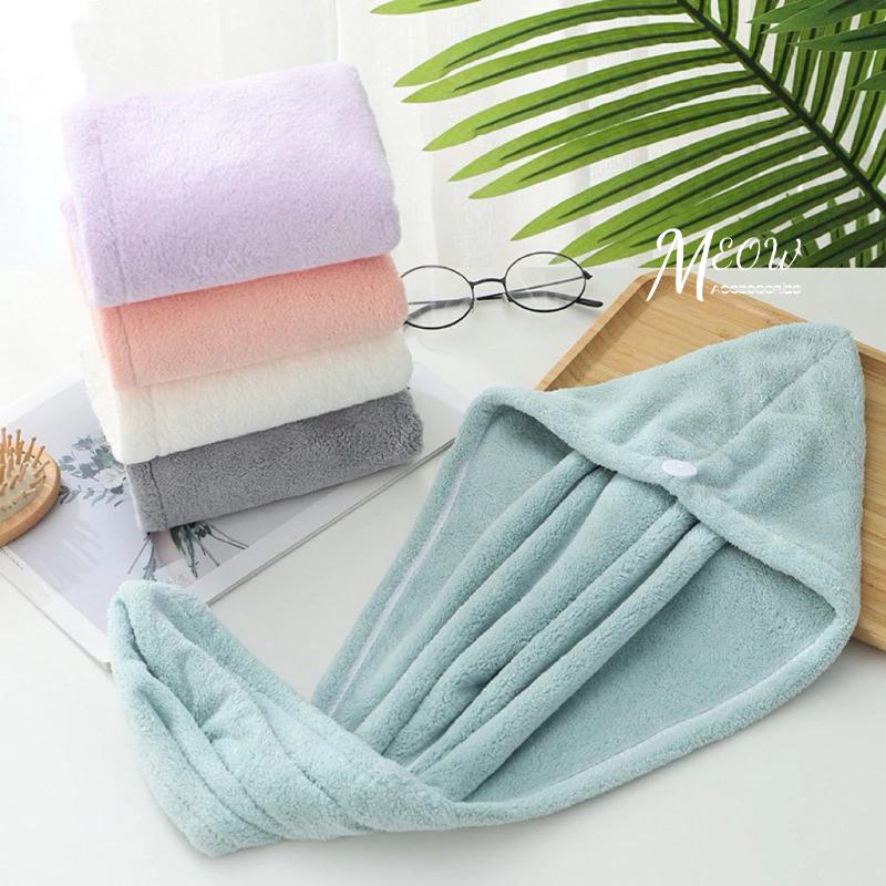 Meow acc【台灣現貨】珊瑚絨乾髮帽 包頭巾 速乾髮帽 浴帽 吸水帽 沐浴帽 髮帽 吸水髮帽 快乾乾髮帽 洗頭帽-細節圖6