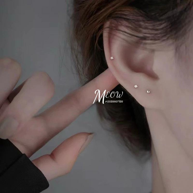 Meow acc【台灣現貨】S999純銀養耳棒 免耳堵 純銀耳釘 純銀耳針 耳骨釘 耳環 小鑽耳針 圓珠耳釘 養耳棒-細節圖8