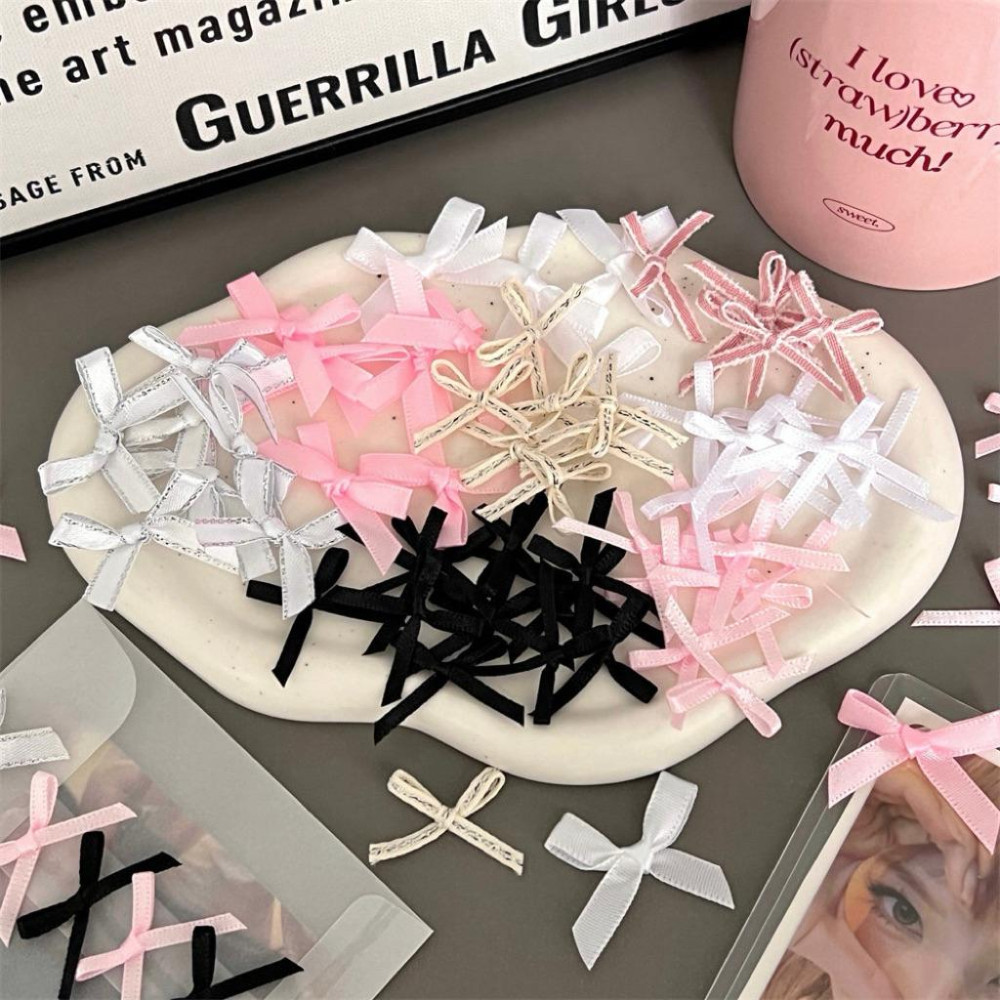 Meow acc【台灣現貨】DIY蝴蝶結配件 緞帶蝴蝶結材料 裝飾材料 蝴蝶結裝飾 蝴蝶結輔料 小卡裝飾 手帳裝飾-細節圖6