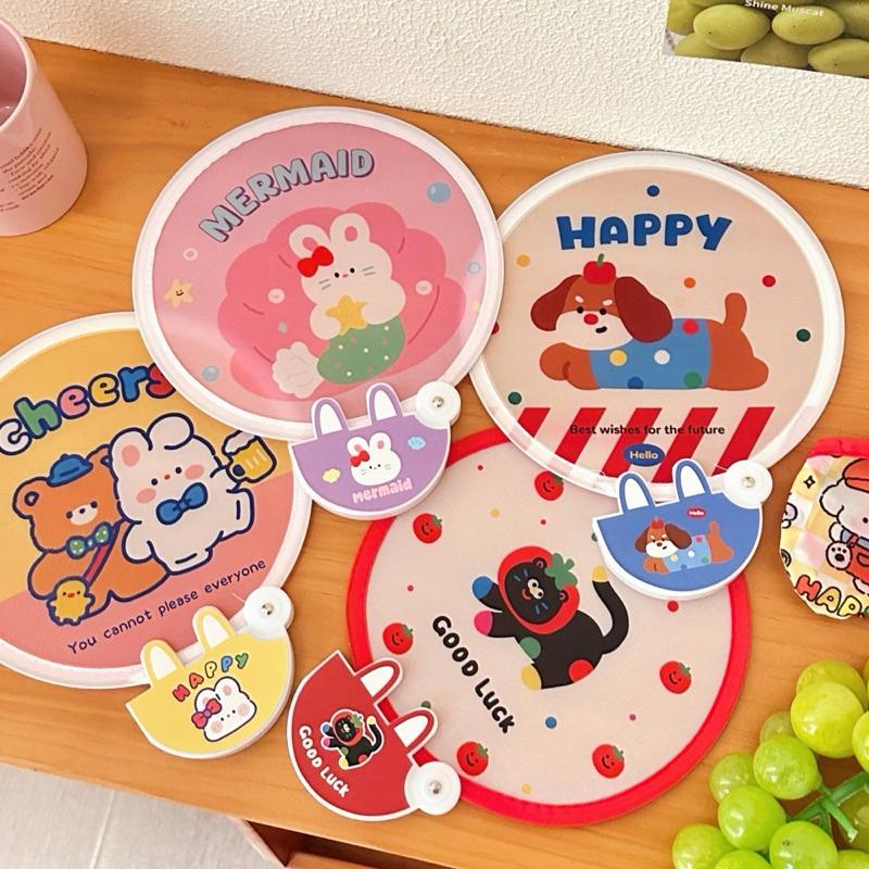 Meow acc【台灣現貨】可愛折疊扇 卡通圓扇 小扇子 隨身便攜圓扇 折疊扇子 小狗圓扇 口袋圓扇 收納扇子-細節圖4