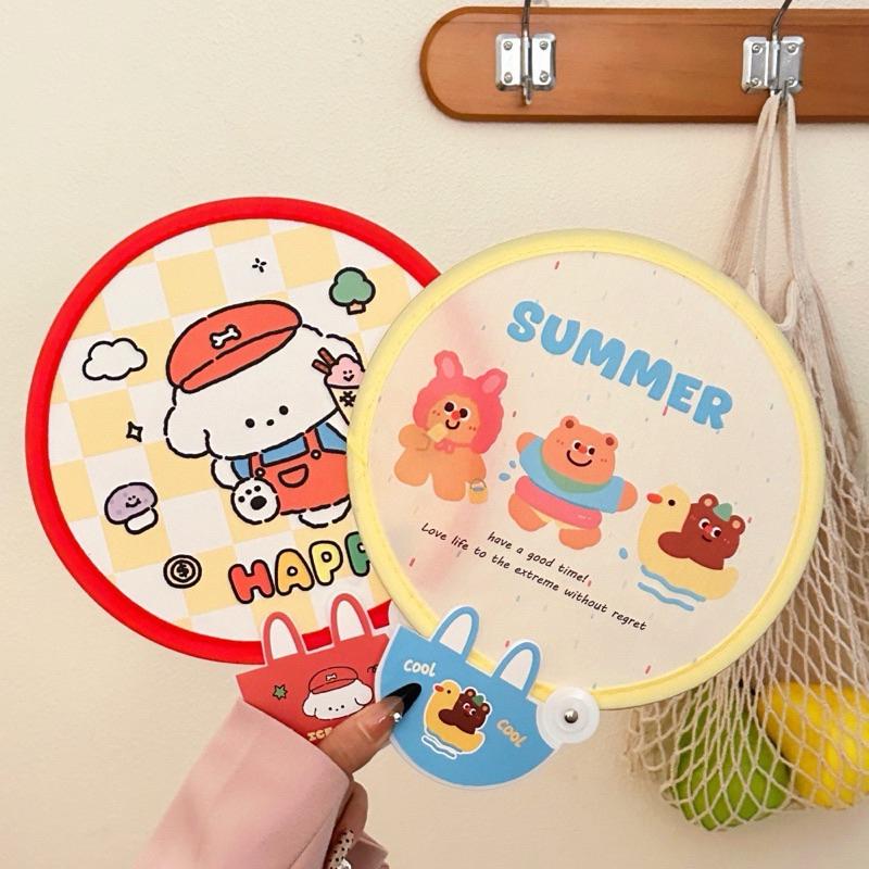 Meow acc【台灣現貨】可愛折疊扇 卡通圓扇 小扇子 隨身便攜圓扇 折疊扇子 小狗圓扇 口袋圓扇 收納扇子-細節圖5