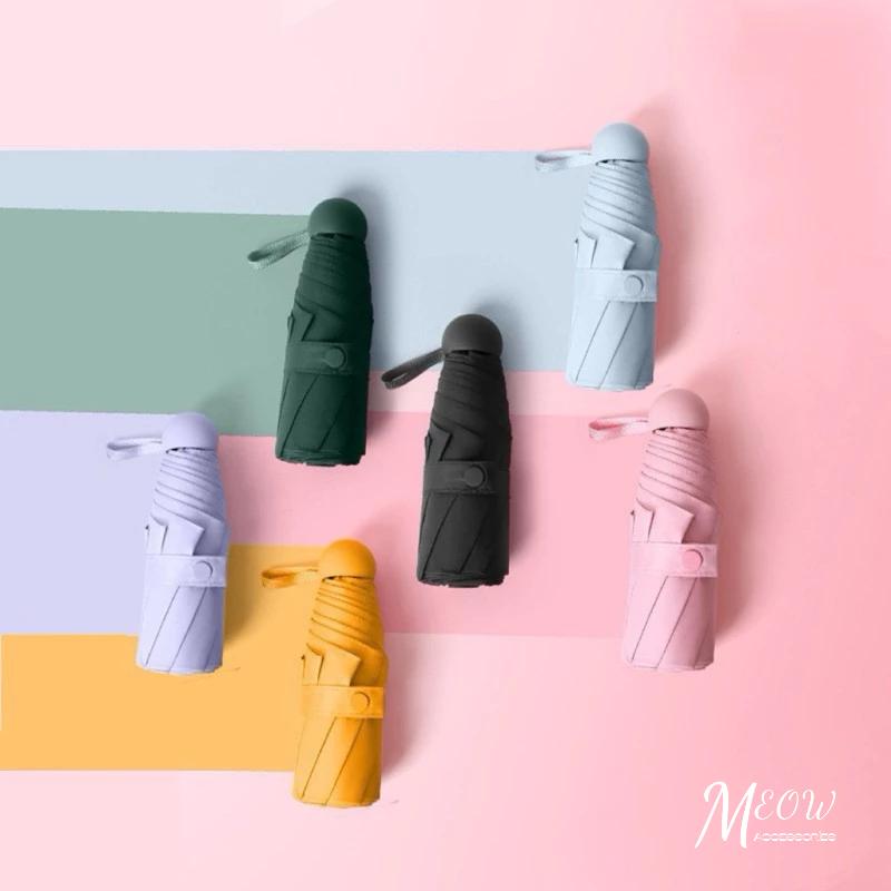 Meow acc【台灣現貨】折疊迷你口袋傘 六骨傘 雨傘 陽傘 晴雨傘 折疊傘 遮陽傘 手掌大小 晴雨兩用傘 膠囊傘-細節圖7