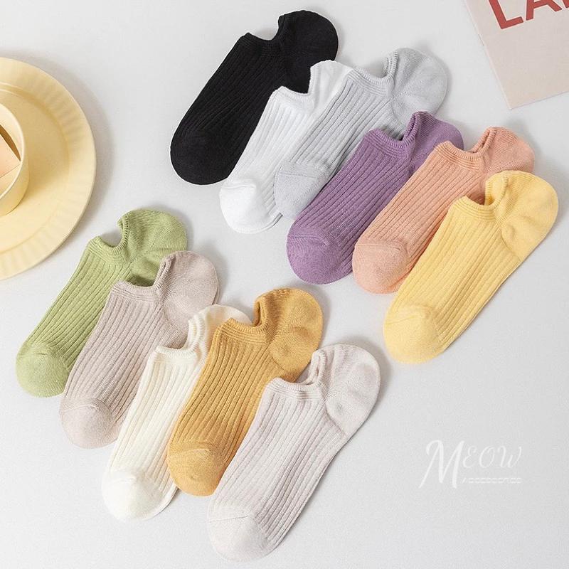 Meow acc【台灣現貨】經典素色隱形襪 後腳跟止滑 素色船襪 棉襪 素色短襪 女生襪子 防滑不掉跟 女襪 淺口短襪-細節圖6