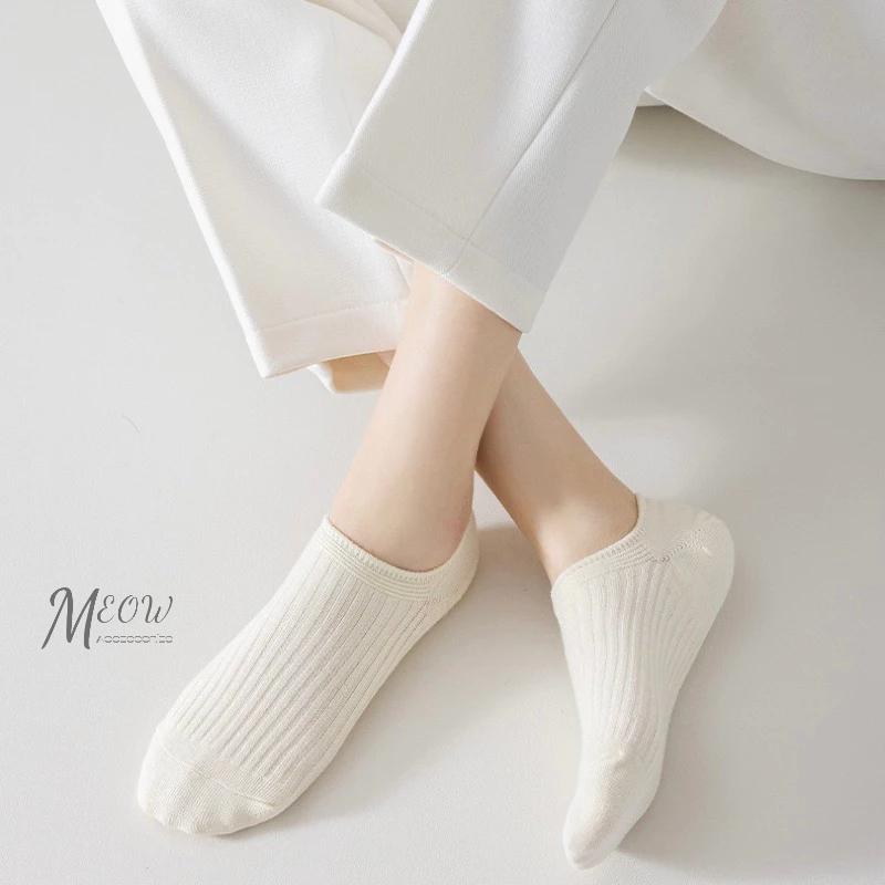 Meow acc【台灣現貨】經典素色隱形襪 後腳跟止滑 素色船襪 棉襪 素色短襪 女生襪子 防滑不掉跟 女襪 淺口短襪-細節圖9