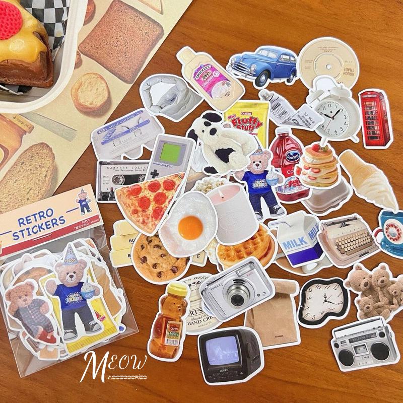 Meow acc【台灣現貨】ins風復古貼紙 一包50張 復古貼紙包 手帳貼紙 異形貼紙 裝飾貼紙 筆電貼紙 行李箱貼紙-細節圖4