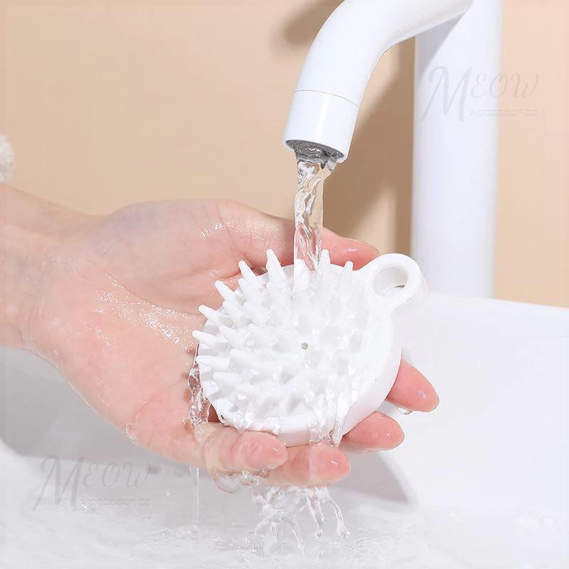 Meow acc【台灣現貨】洗頭按摩梳 按摩洗頭刷 洗頭刷子 按摩頭梳 洗頭神器 頭皮按摩 氣墊按摩梳 無印風洗頭按摩梳-細節圖4