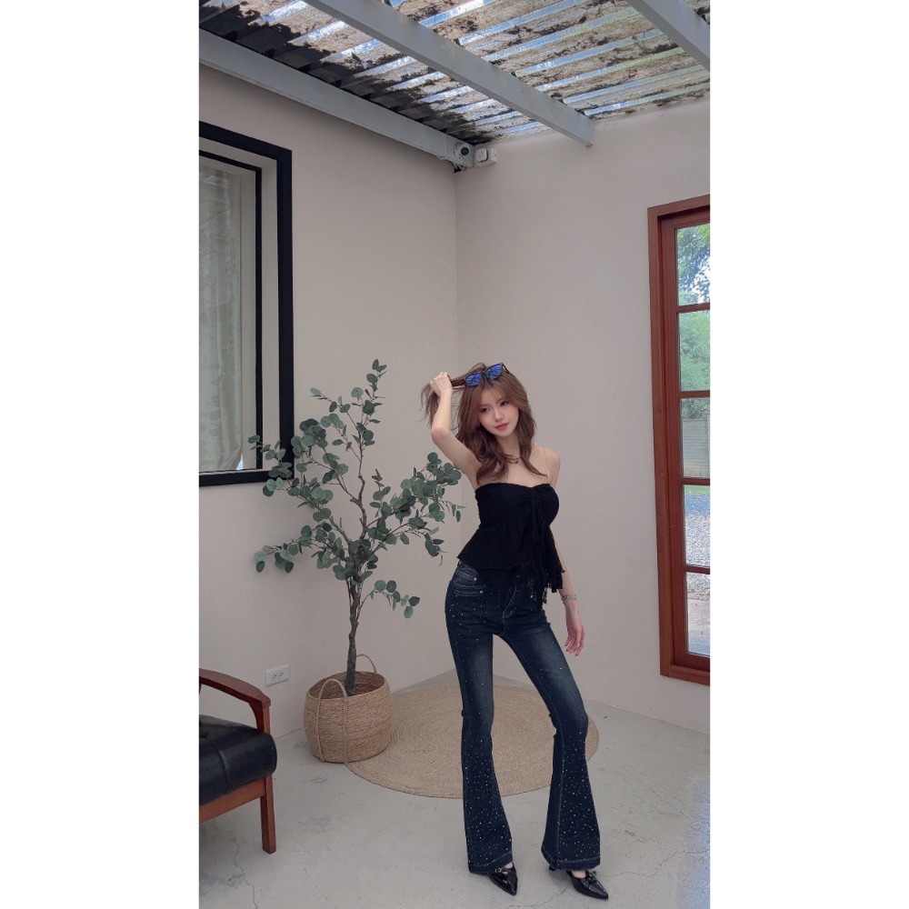 [9517] 現場爆款冠軍🏆好身材！滿天星閃鑽微喇叭褲-細節圖6