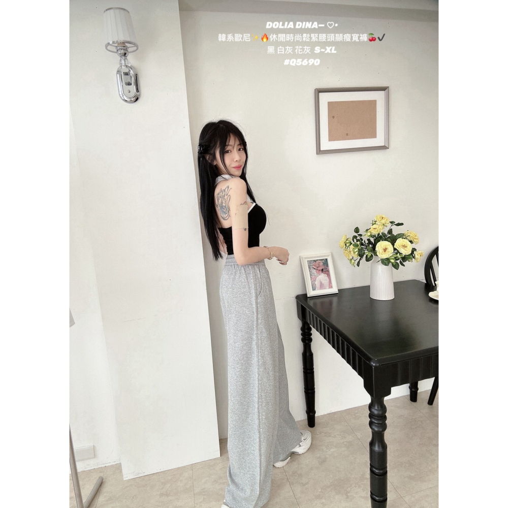 [Q5690] 韓系歐尼｜休閒時尚鬆緊腰頭顯瘦寬褲-細節圖6