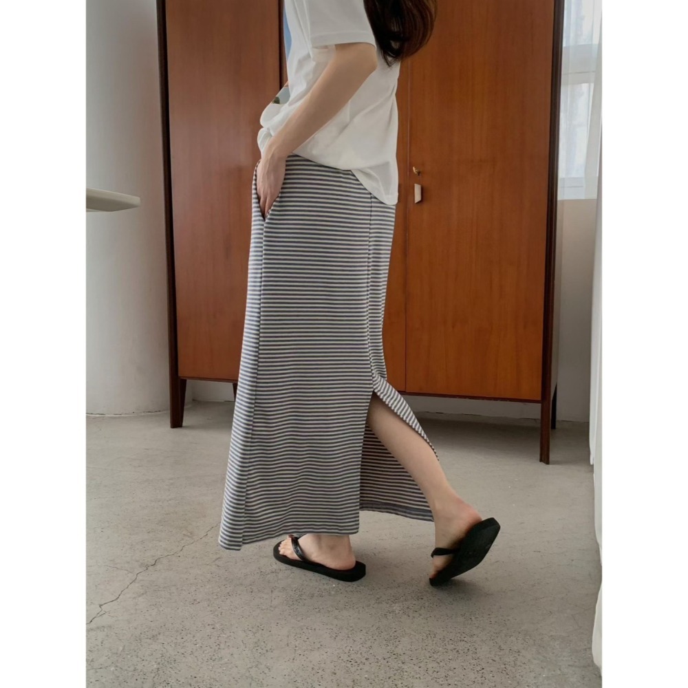 [EF122607] 正韓🇰🇷超彈力條紋長裙-細節圖4