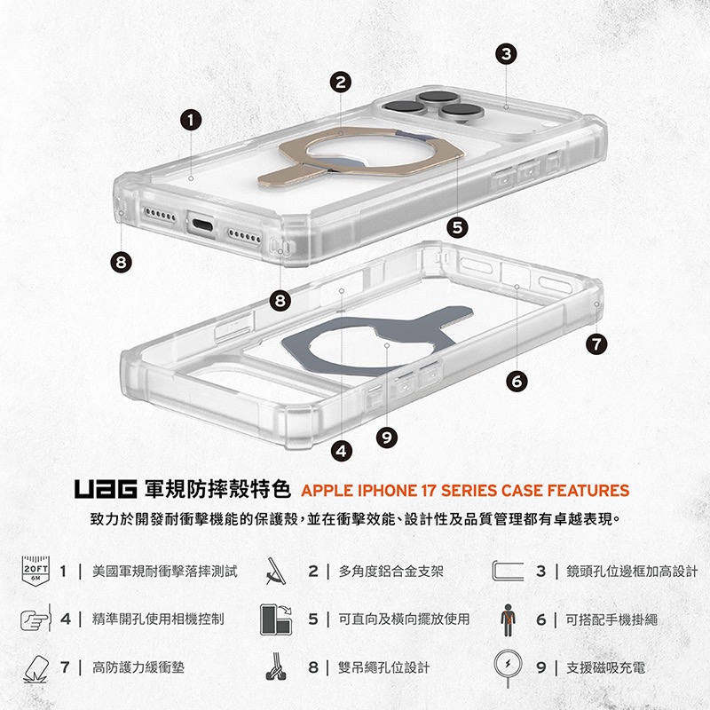 UAG 手機殼 磁吸耐衝擊支架 適用於 iPhone 17 Pro Max 防摔殼 保護殼-細節圖2