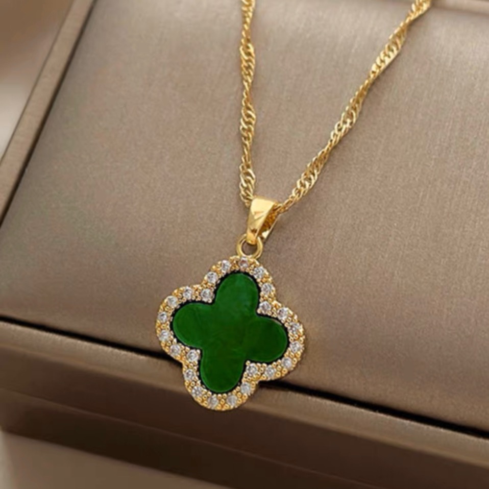 四葉草幸運項鍊（綠色）-細節圖3