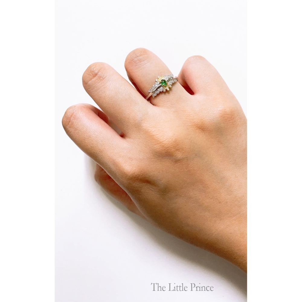 復古祖母綠戒指 925純銀 手工鑲嵌-細節圖3