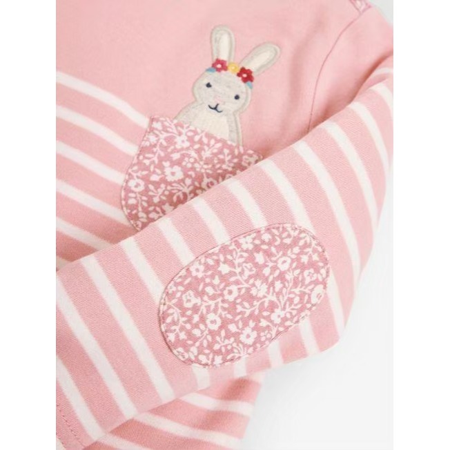 英國 JOJO Maman BeBe 兔兔長袖上衣 童趣條紋上衣 (4-5y) (全新)-細節圖2